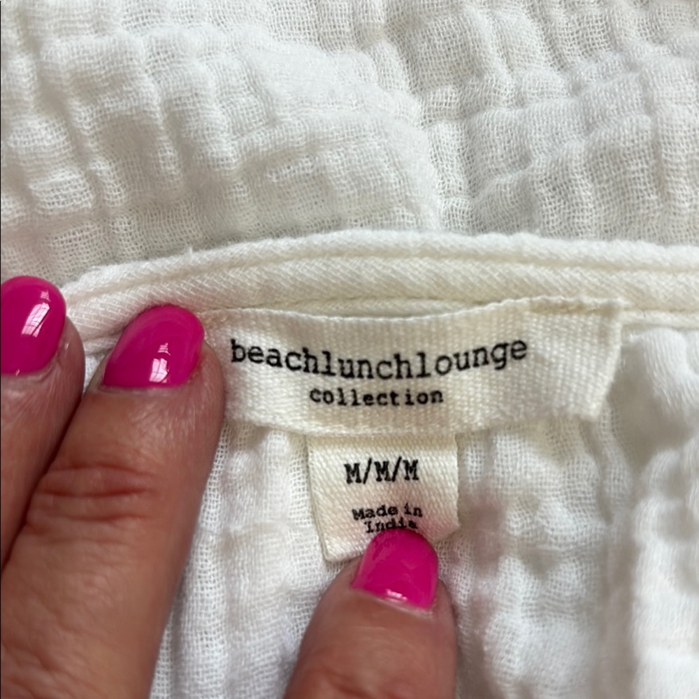 Beachlunchlounge White Smocked Blouse Relaxed Fit Size Medium - Picture 7 of 9